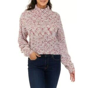 TRUE CRAFT Women's Long Sleeve Cropped Turtleneck Sweater Size XL, Coral